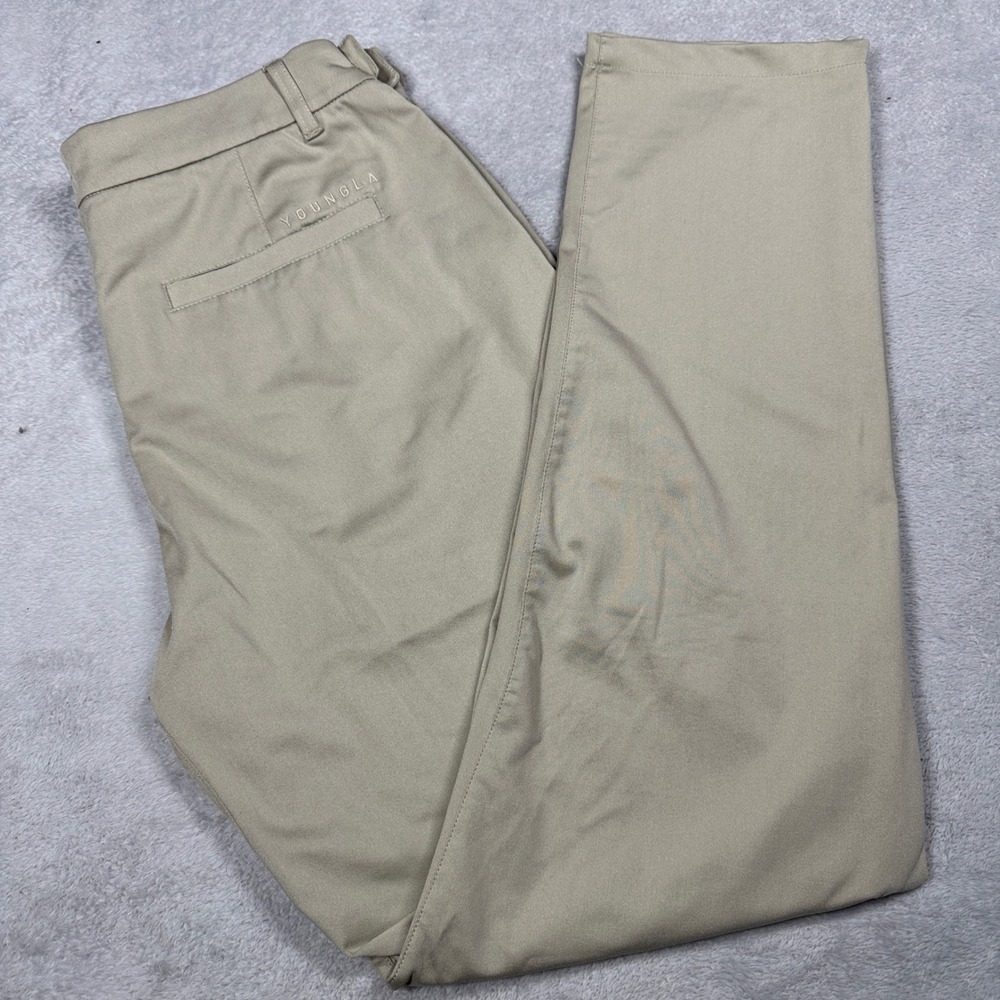 YoungLA Model 626 Pants Mens 34L Tan Performance Dress Trousers Chino YLA2848